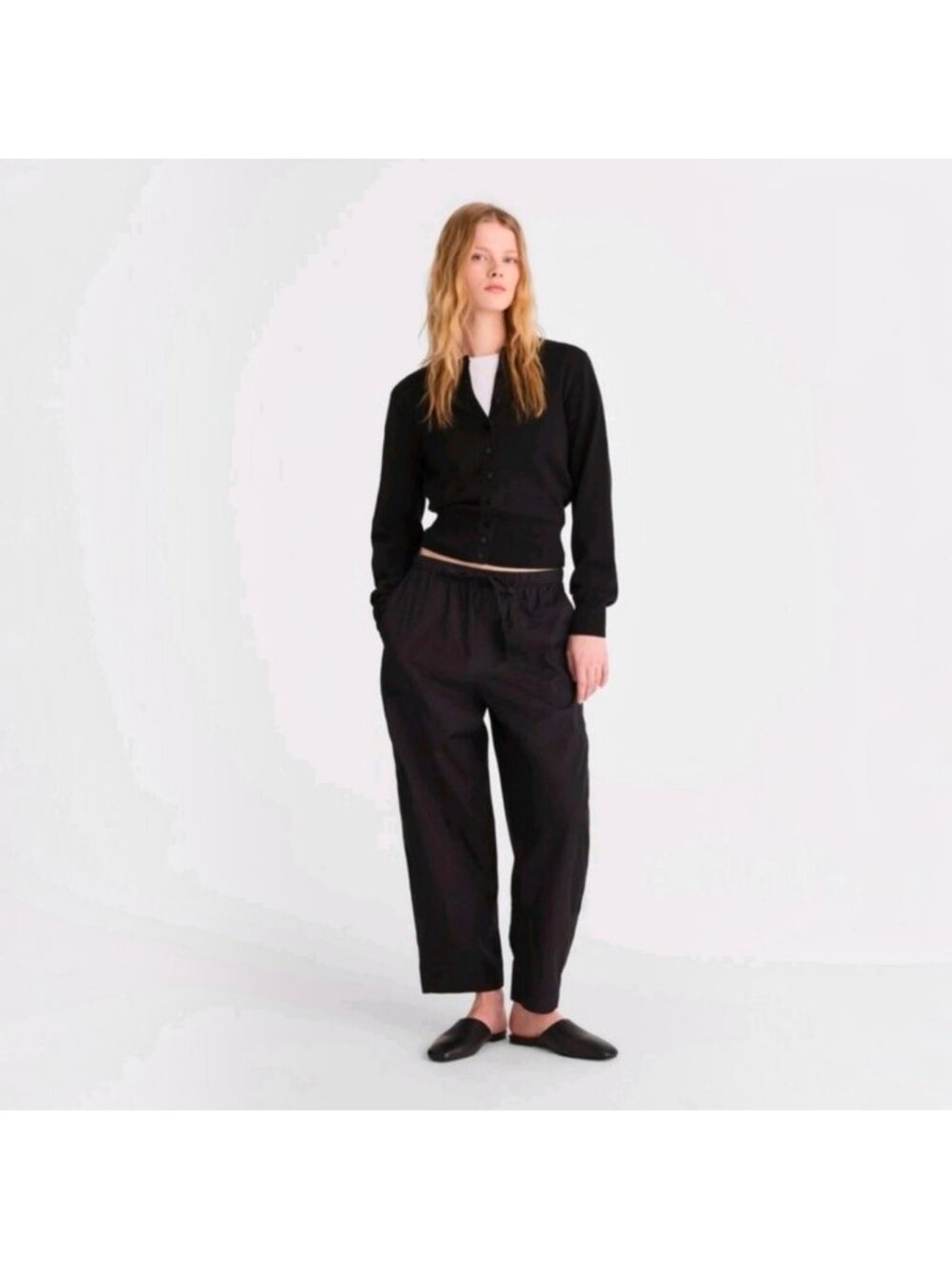 NWT Madewell Barrel Pants Womens Medium Pull On Utility Poplin Black NZ638